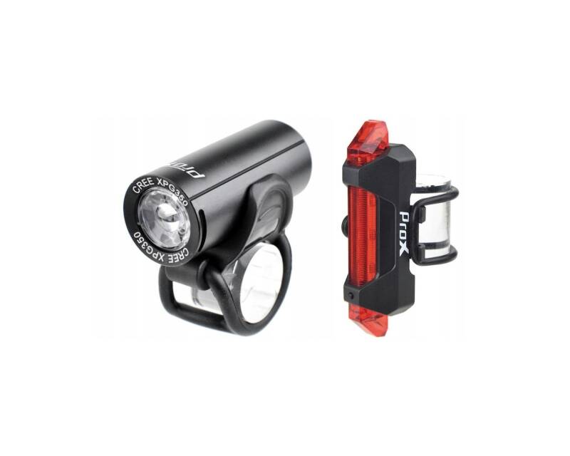 Zestaw lamp rowerowych PROX PICTOR SET 350 LUMEN+10 LUME USB